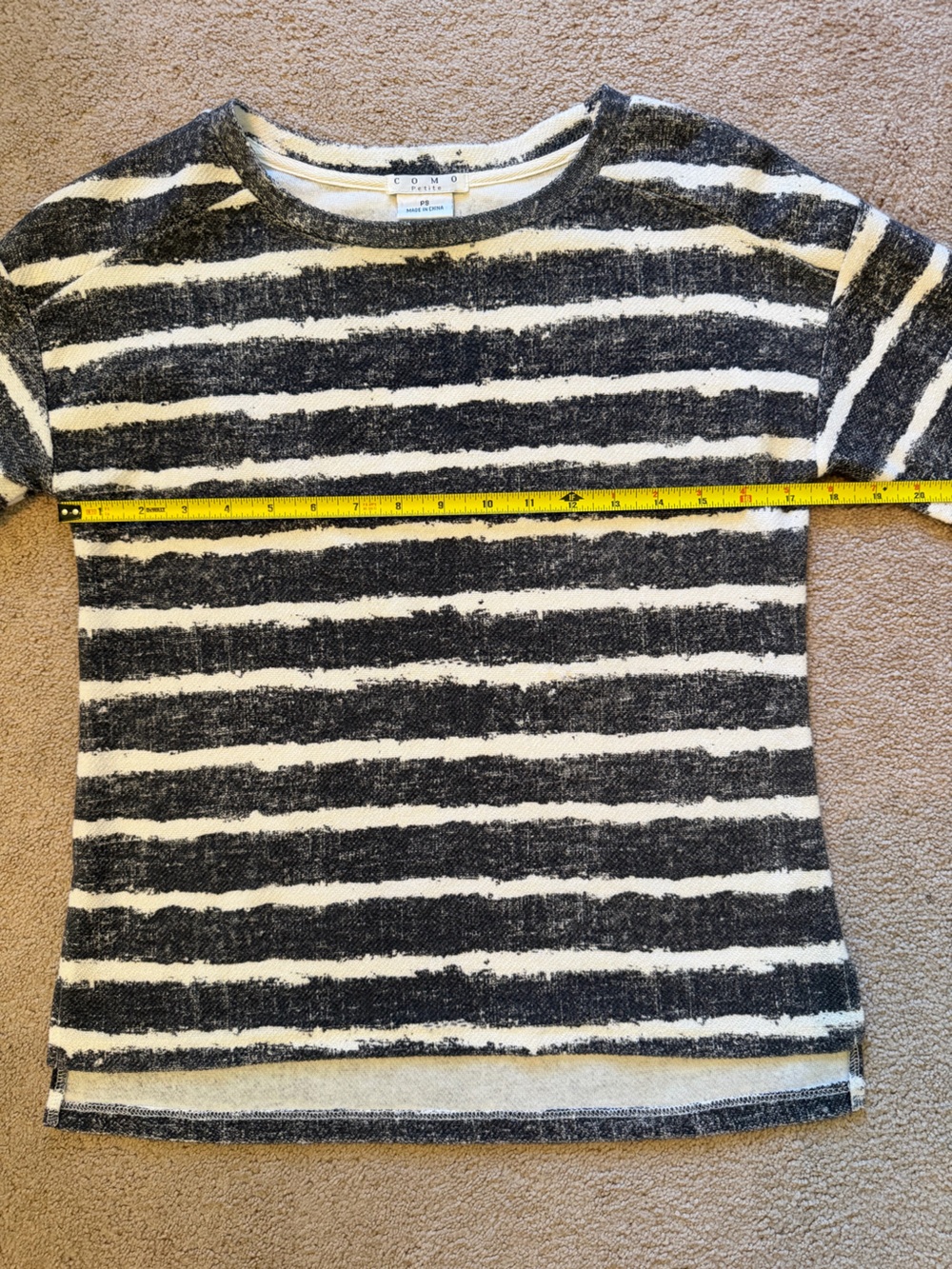 Striped Navy/Gray & White Knit Top /Modern Nautical Preppy Classic - Picture 9 of 11